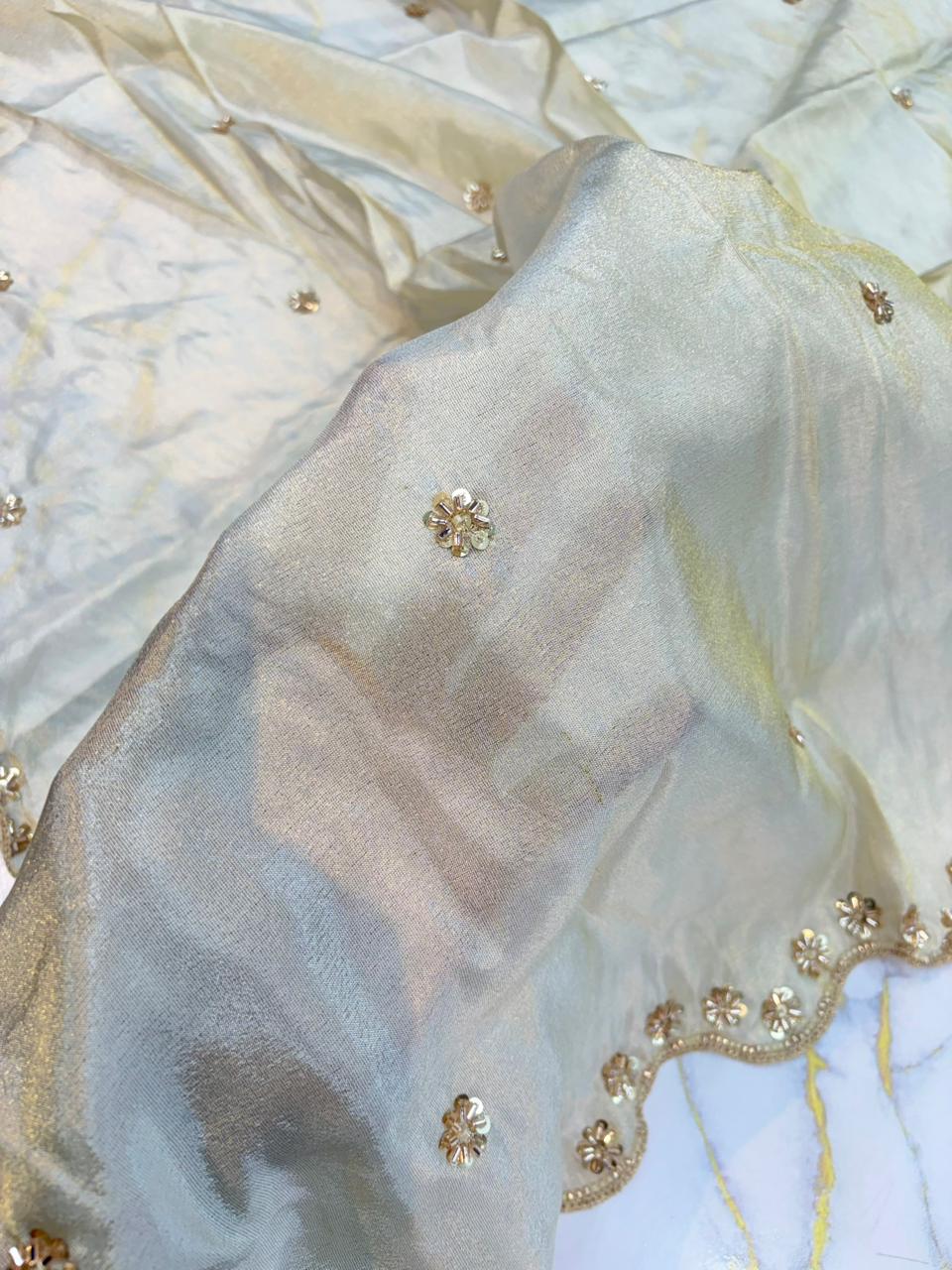 Luxe viscous Tissue Dupatta with Handcrafted Border 2.75 meter Dyble ✅