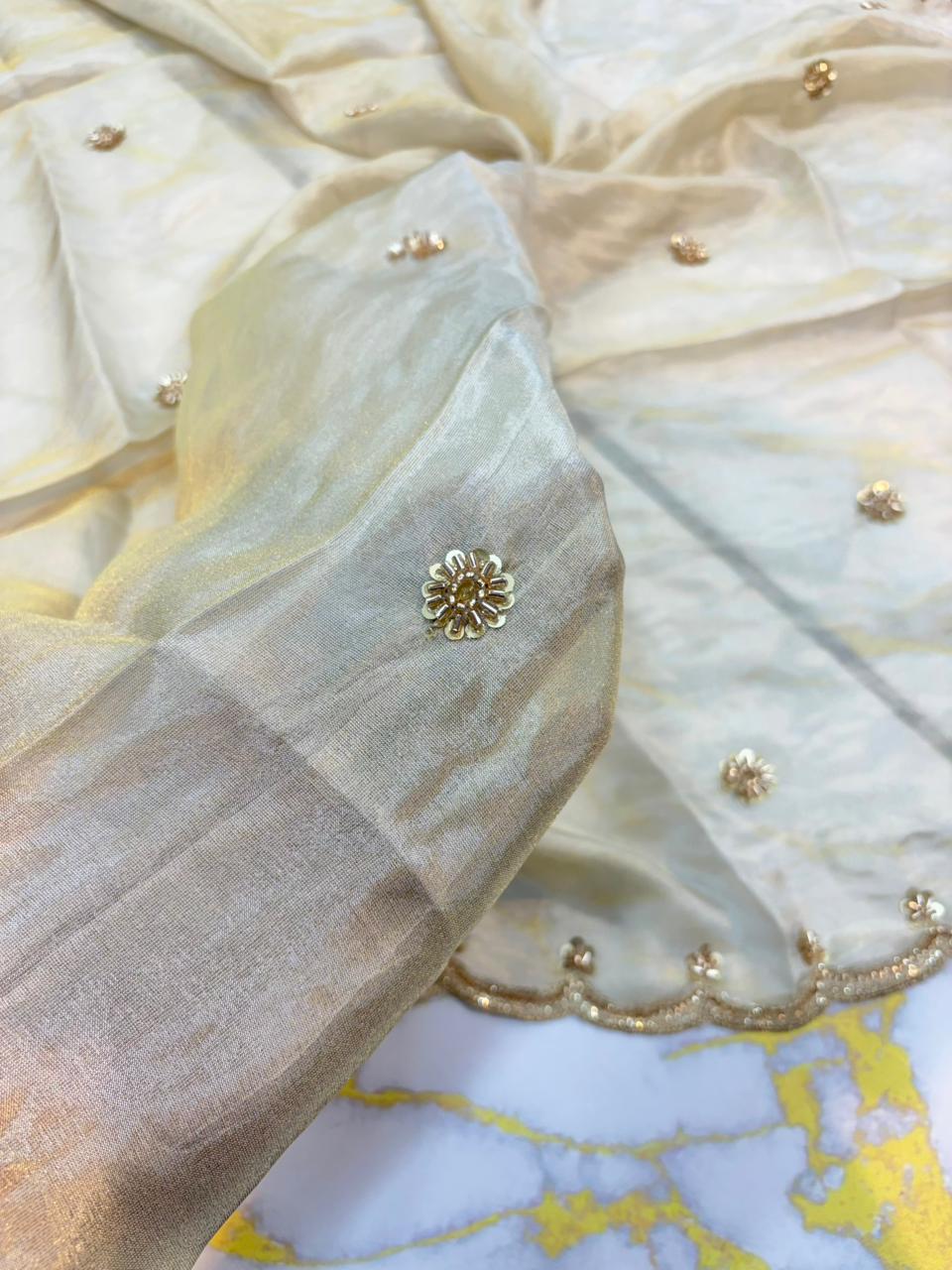 Luxe viscous Tissue Dupatta with Handcrafted Border 2.75 meter Dyble ✅