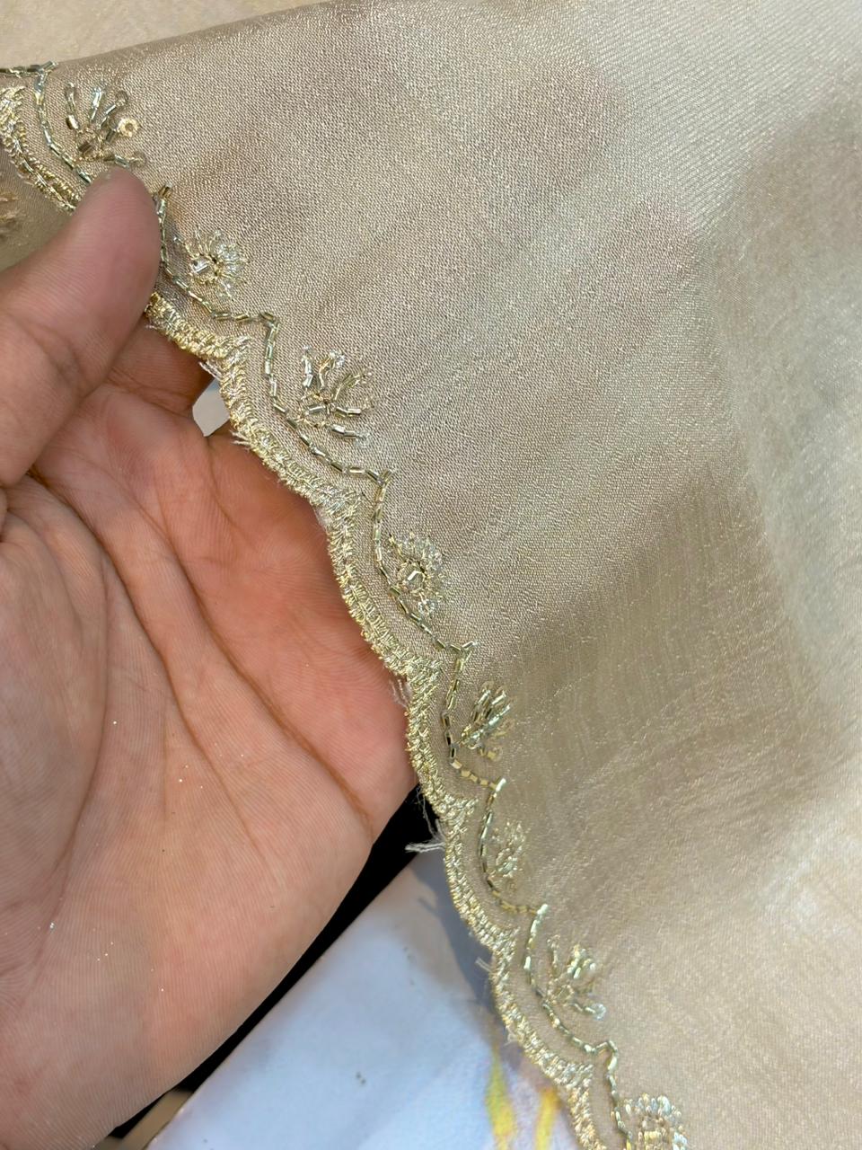 Vichitra Silk Dupatta with Grand Mandala Embroidery & Scalloped beats work Borders (2.75M