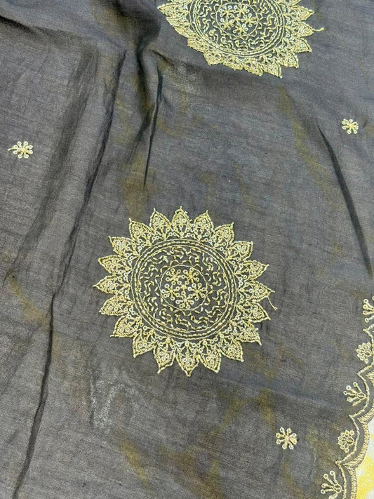 Vichitra Silk Dupatta with Grand Mandala Embroidery & Scalloped beats work Borders (2.75M