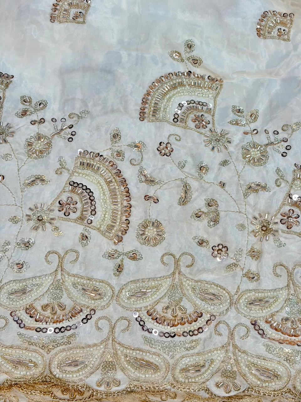 Natural crepe Luxe Handwork Crêpe width 44 bridal wear ✅Dyble