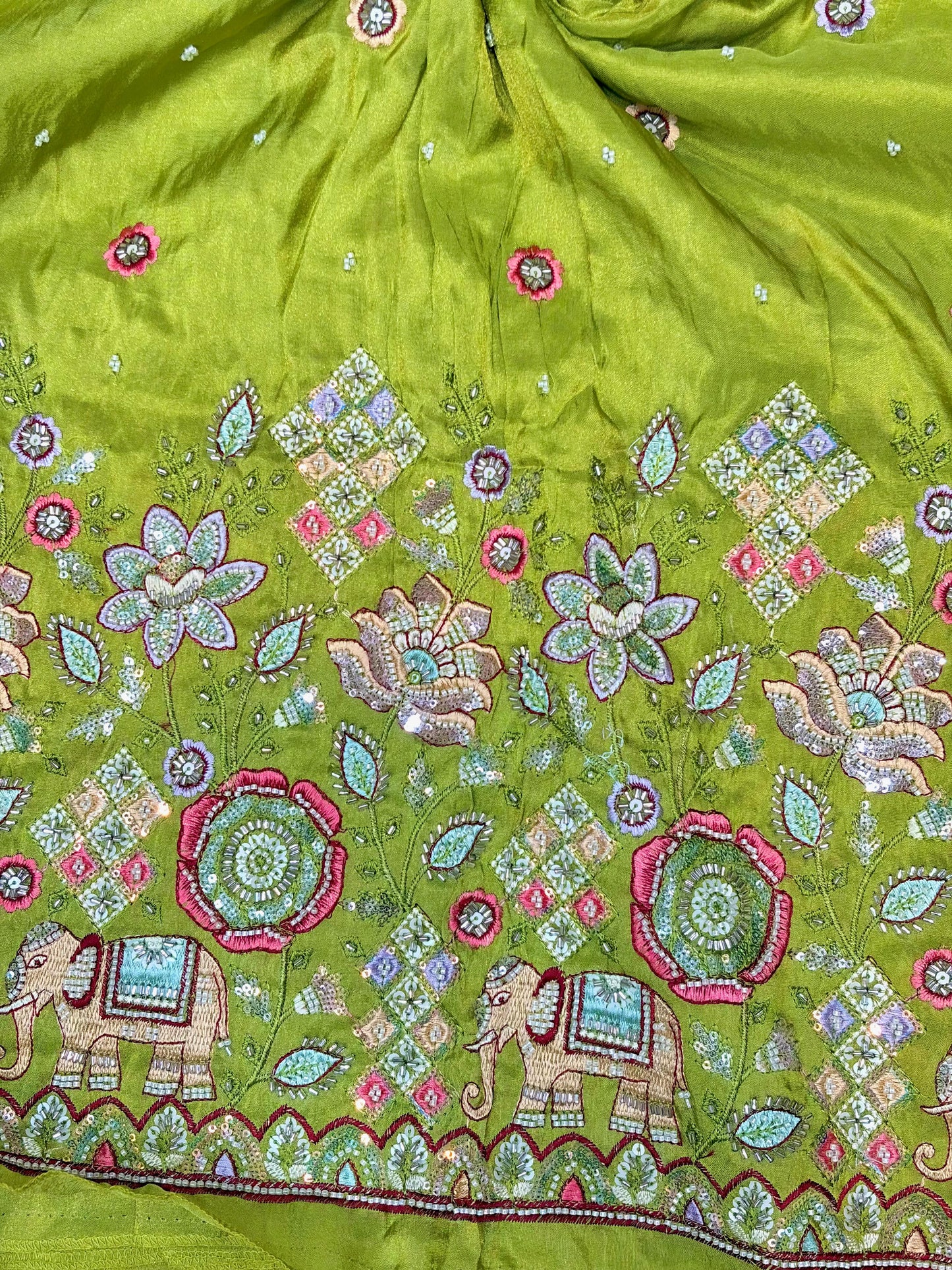 Premium Bridal Viscose Tissue Fabric with Artisan Handwork width. 44