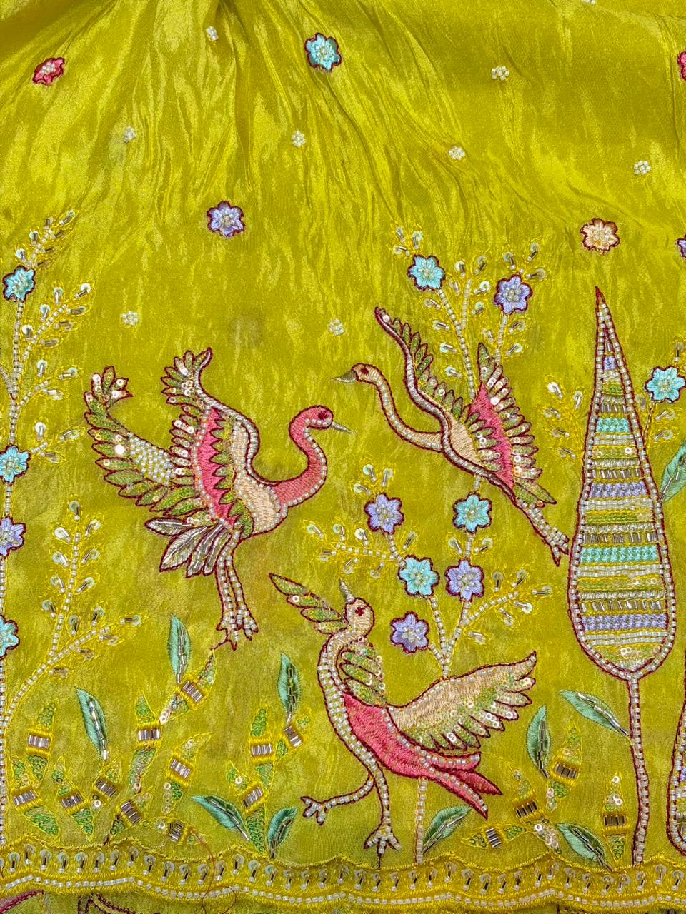 Premium Bridal Viscose Tissue Fabric with Artisan Handwork width. 44