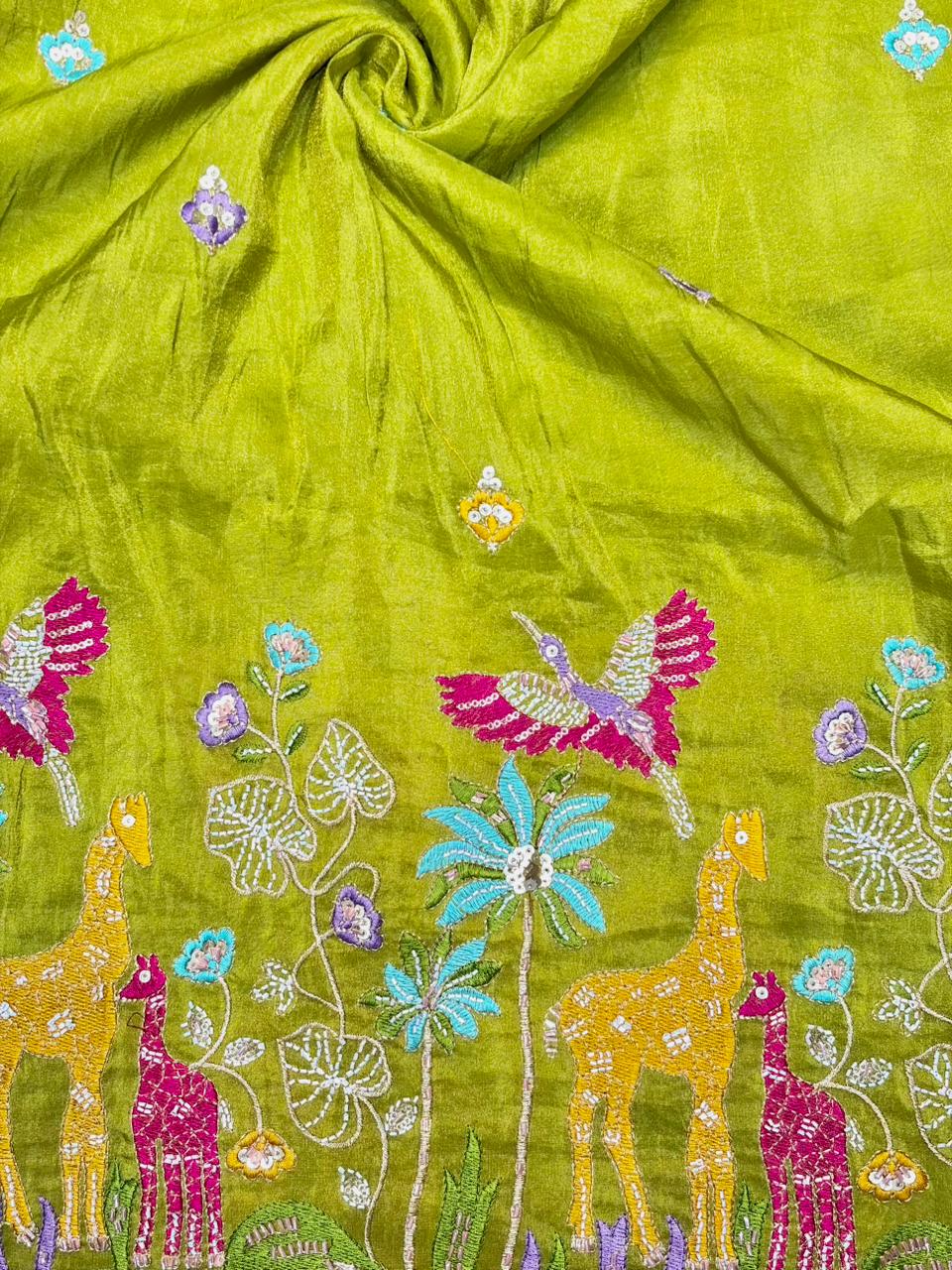Premium🥻 Viscouse tissue👗 border fabrics beats work beautiful design width 44