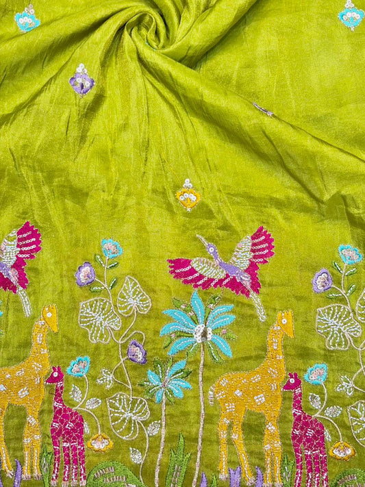 Premium🥻 Viscouse tissue👗 border fabrics beats work beautiful design width 44