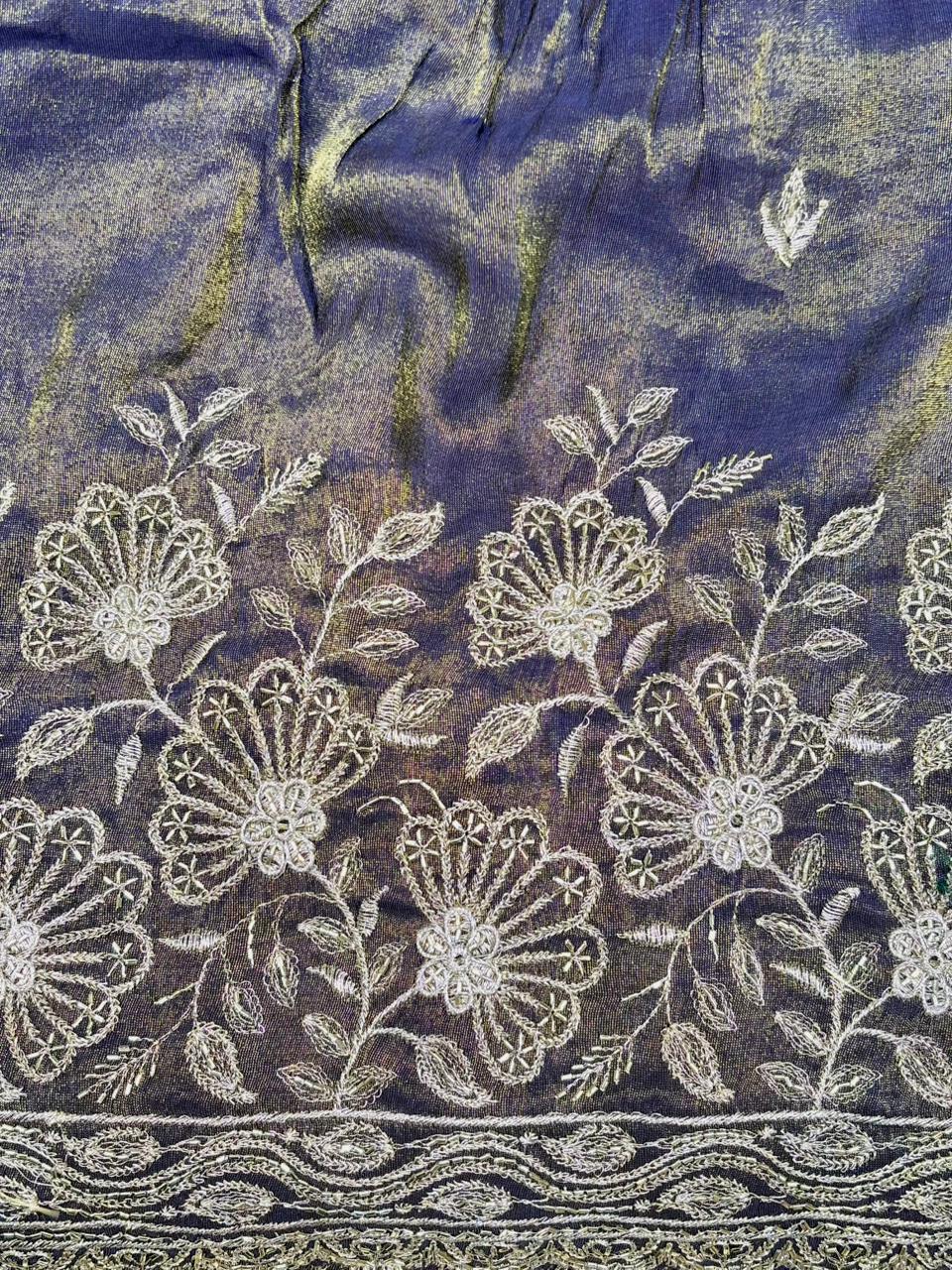 Premium🥻 Viscouse tissue👗 border fabrics beats work beautiful design width 44