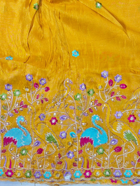 Premium🥻 Viscouse tissue👗 border fabrics beats work beautiful design width 44