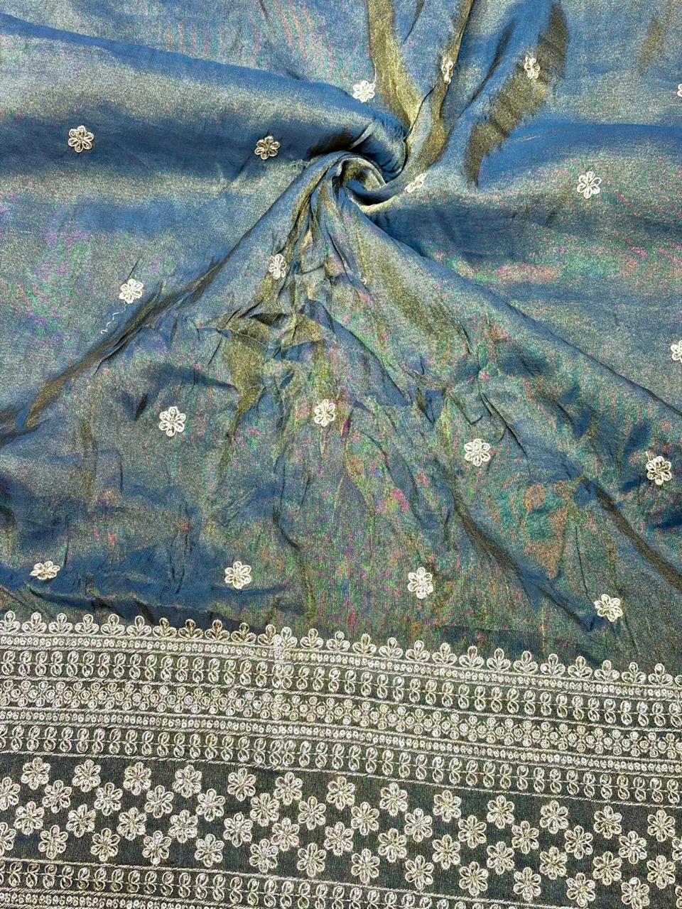 Premium🥻 Viscouse tissue👗 border fabrics beats work beautiful design width 44