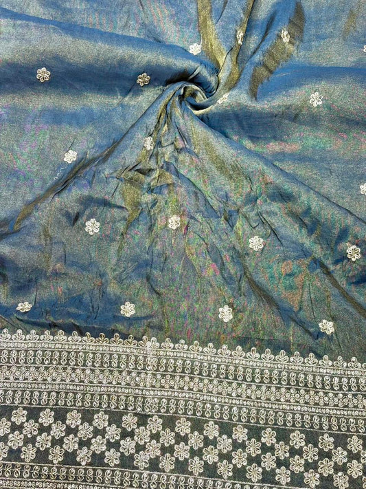 Premium🥻 Viscouse tissue👗 border fabrics beats work beautiful design width 44