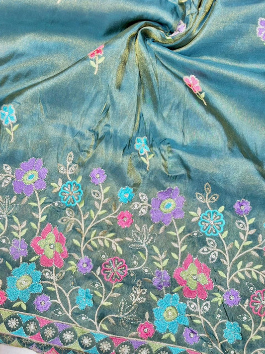 Premium🥻 Viscouse tissue👗 border fabrics beats work beautiful design width 44