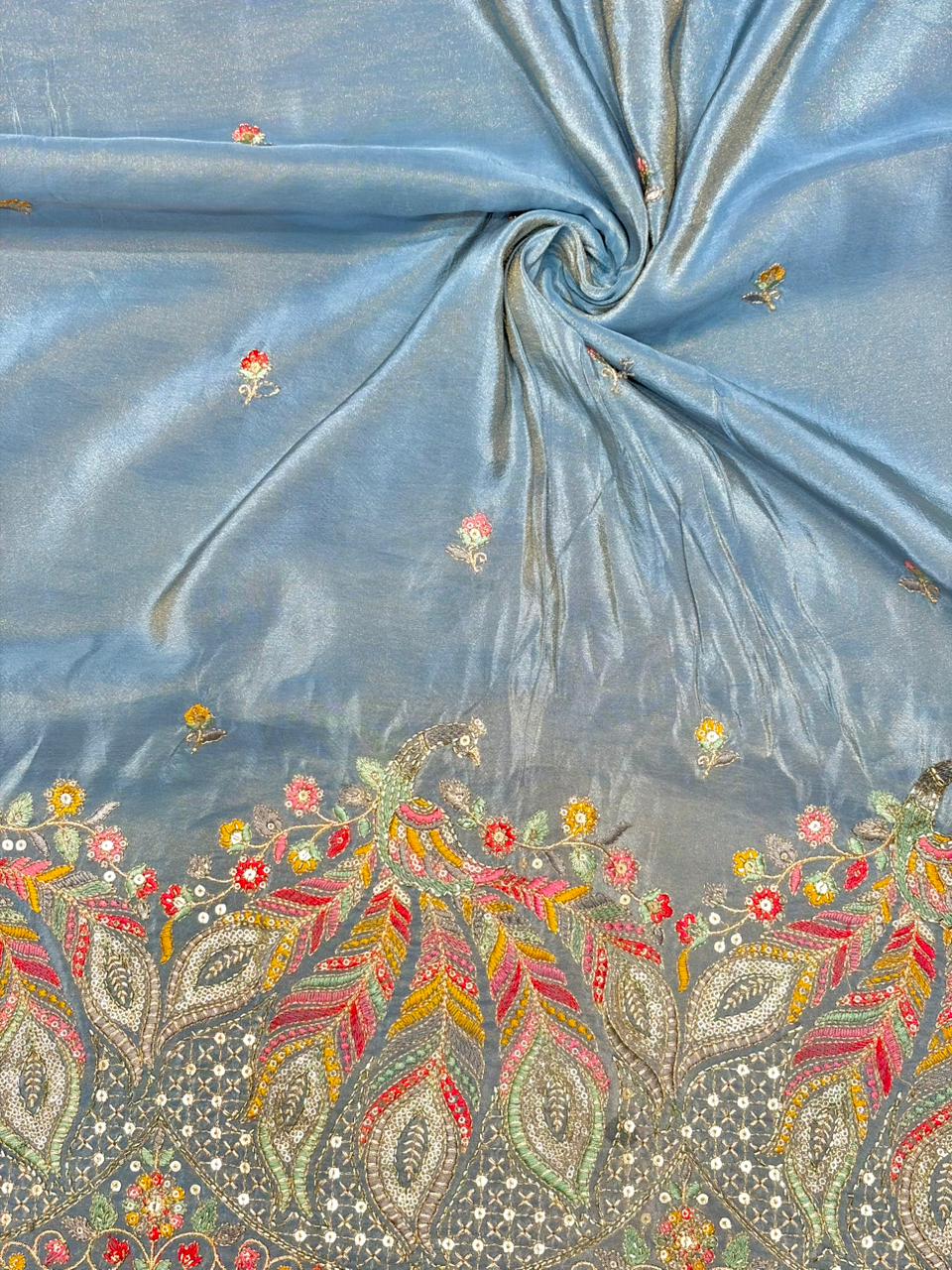 Premium🥻 Viscouse tissue👗 border fabrics beats work beautiful design width 44