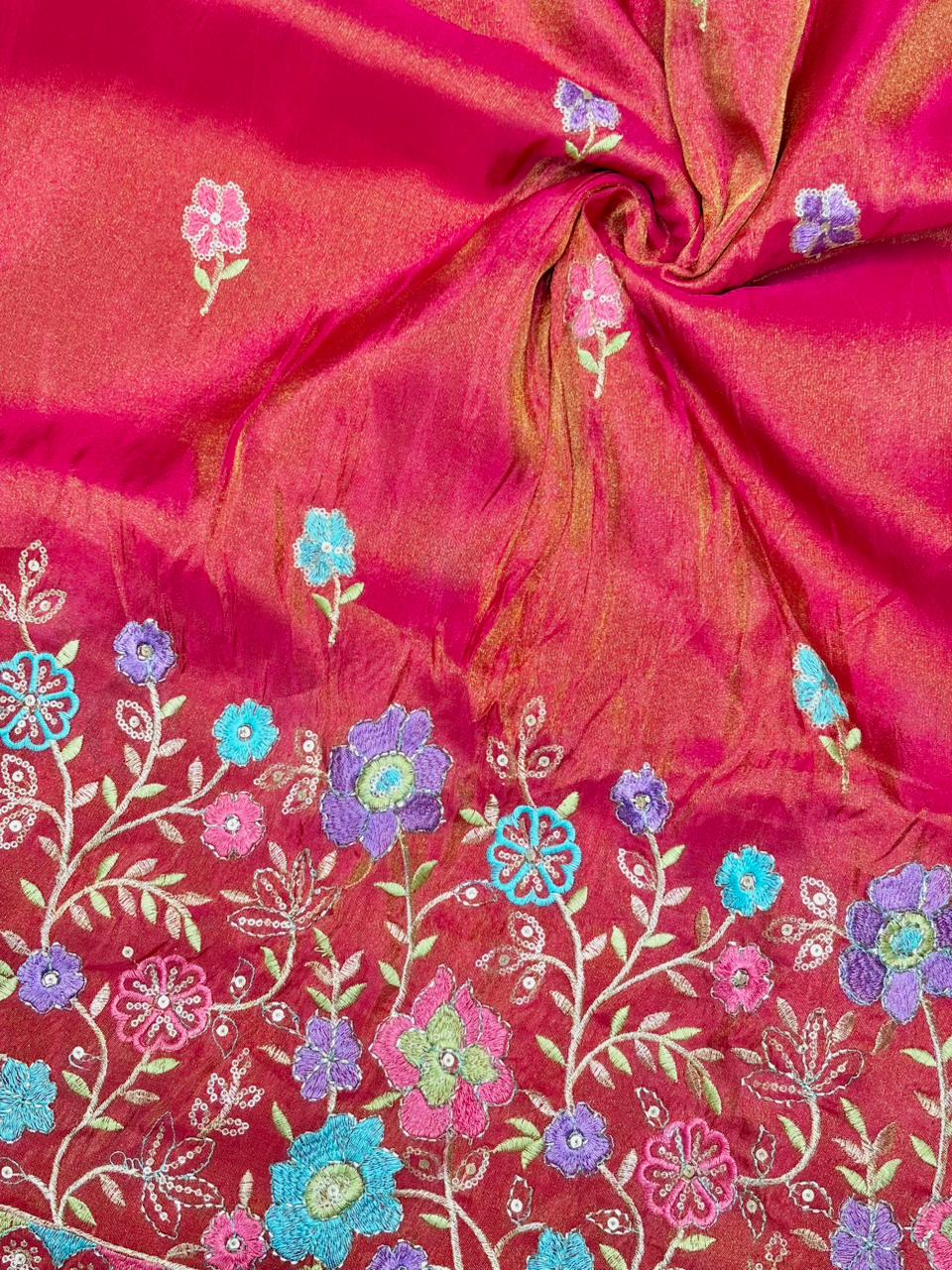 Premium🥻 Viscouse tissue👗 border fabrics beats work beautiful design width 44