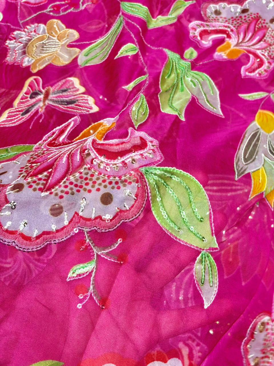 Butterfly Garden | Premium Soft Organza Silk width 44