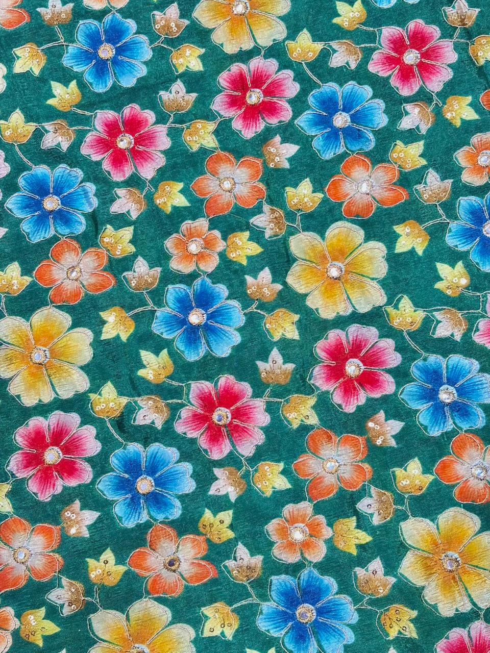 Beautiful 😍 Pure Chenin fabrics flower desing 44inch width