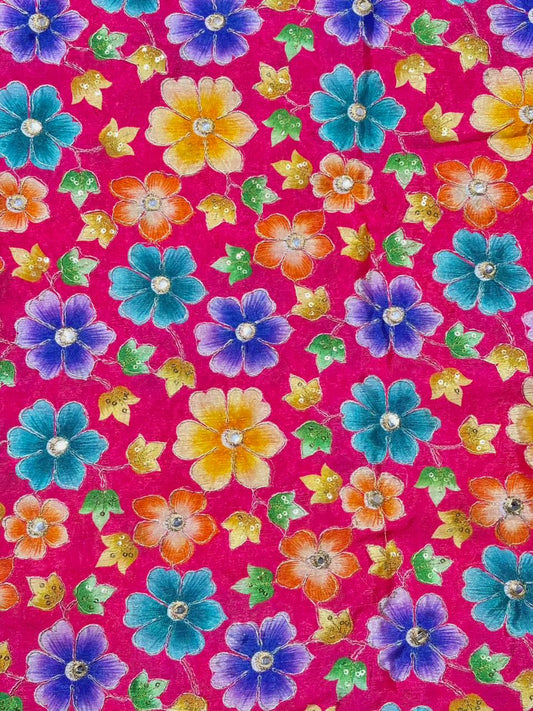 Beautiful 😍 Pure Chenin fabrics flower desing 44inch width