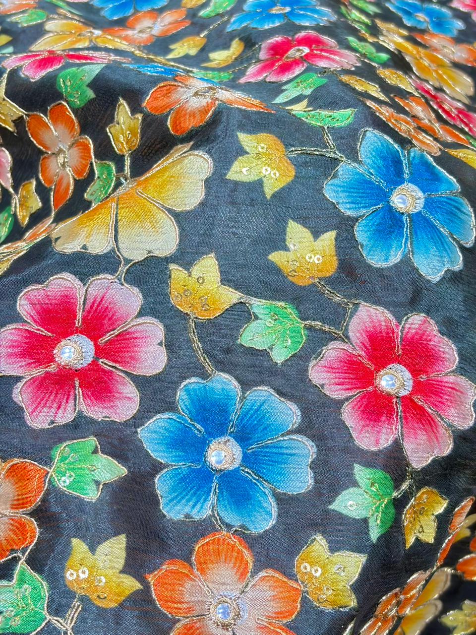 Beautiful 😍 Pure Chenin fabrics flower desing 44inch width