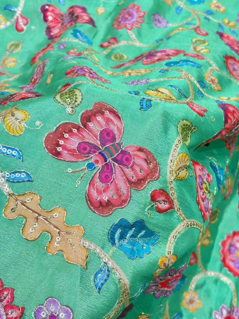 Beautiful 😍 Pure Chenin fabrics flower desing 44inch width