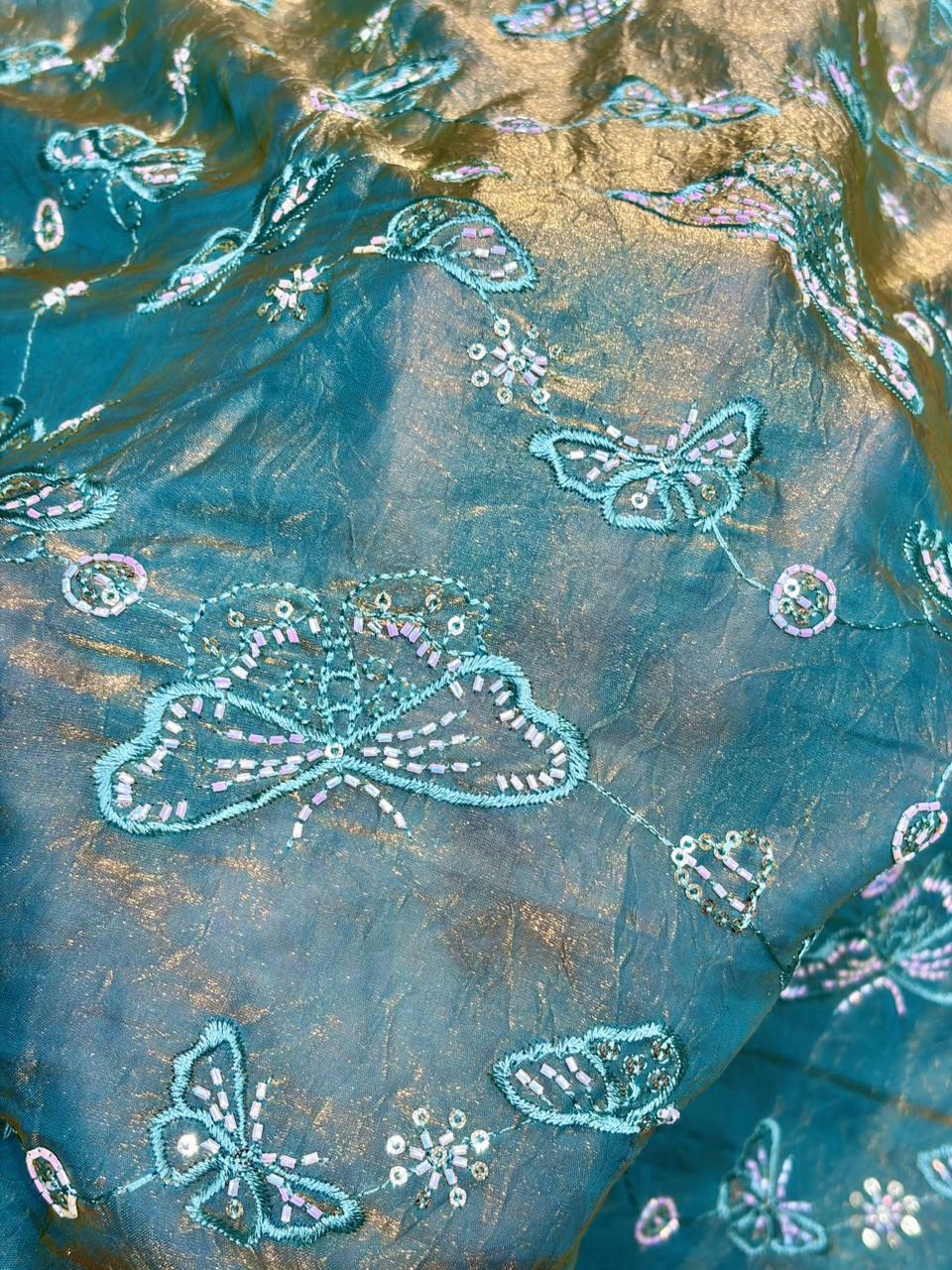 Luxury Imported Fendy Fabric – Regal Butterfly Sequin Art width 44