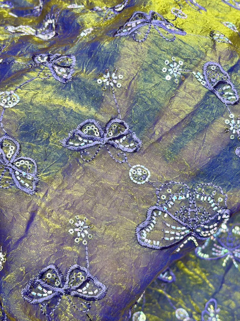 Luxury Imported Fendy Fabric – Regal Butterfly Sequin Art width 44