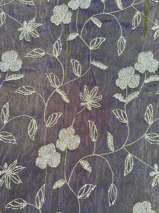 Regal Viscose Tissue fabrics – Exquisite Beadwork & Floral Artistry Width 44