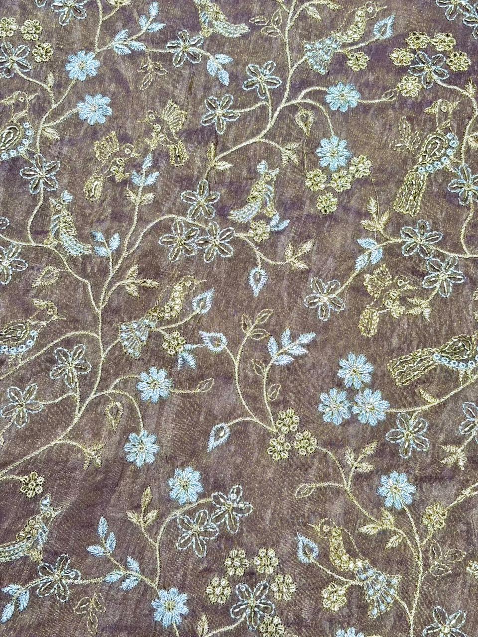 Regal Viscose Tissue fabrics – Exquisite Beadwork & Floral Artistry Width 44
