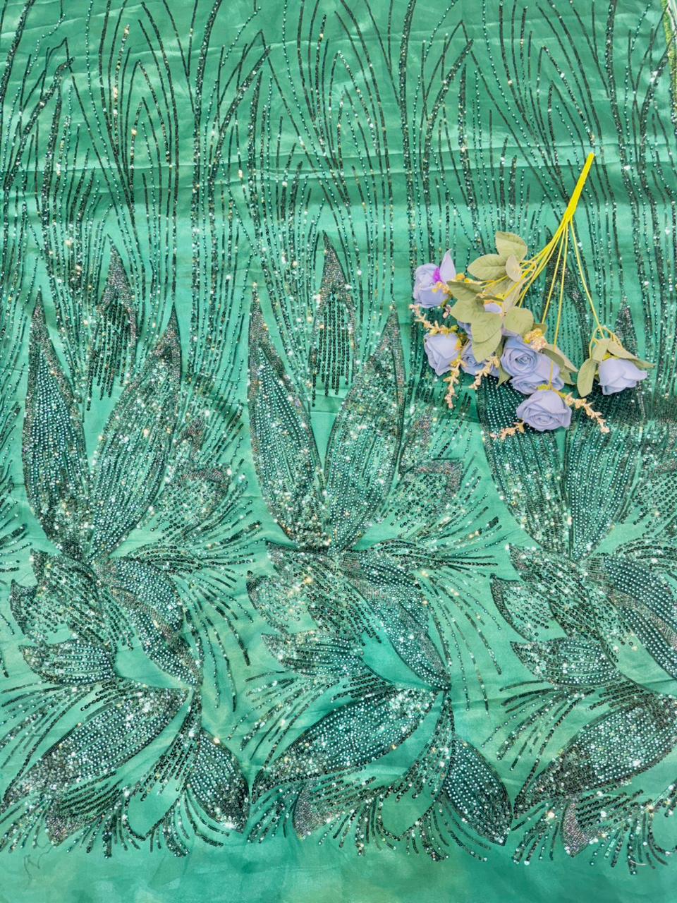 Luxury Dream Petals Glitter Mesh Fabric width60