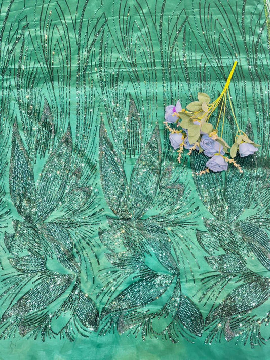 Luxury Dream Petals Glitter Mesh Fabric width60