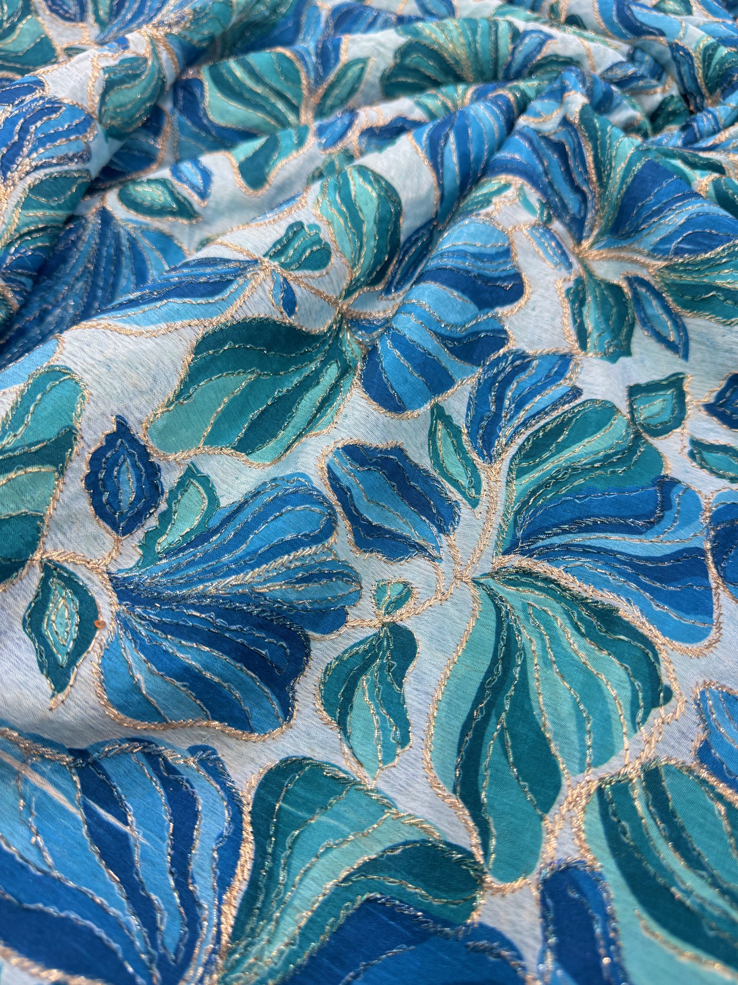 Bold Bloom Sequin Embroidered Chenon Fabric