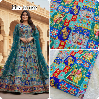 تصميم حصري 😍 لملكة وملك مطبوع على قماش شينون ♥️عرض 44 سم