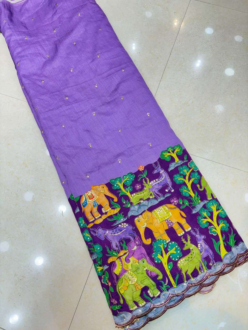 Pure Kalamkari Malai Silk Fabric ✨ soft width 45