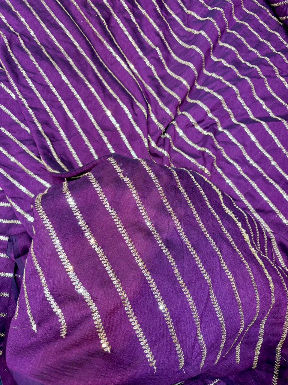 Midnight Gold Wave Vichitra Silk width 44