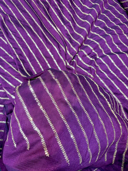 Midnight Gold Wave Vichitra Silk width 44