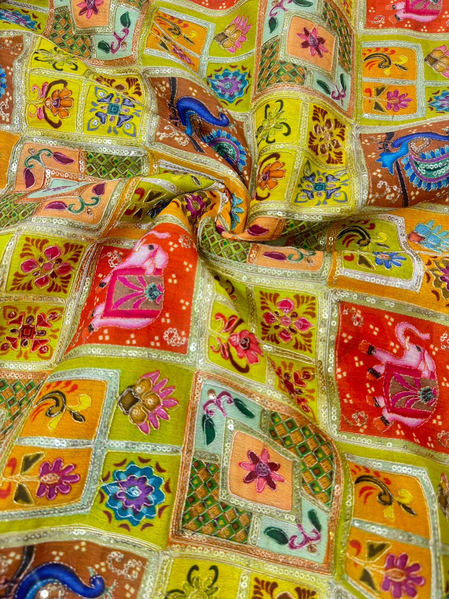 Chenon Fabrics Embroidery Elegan Position Multi Work 44 Inch Width
