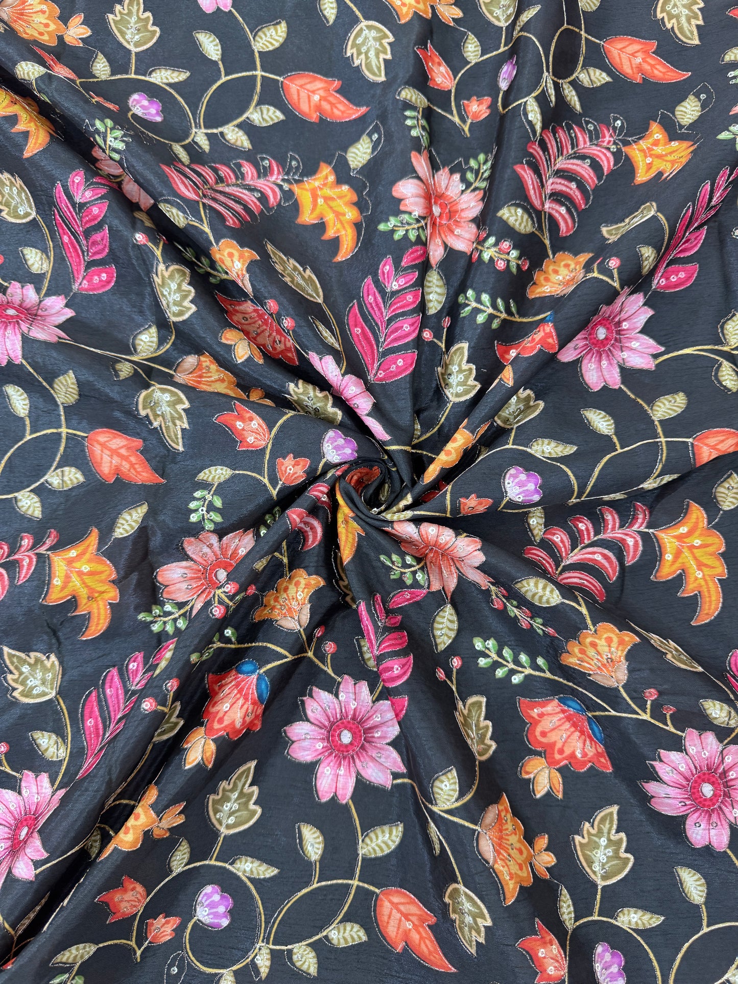 Chenon Fabrics Multi Colour Position Print Work 44 Width
