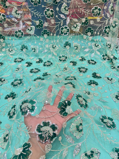 Emma Imported Handwork Net Embroidery with Appliqué 54 Inch Width