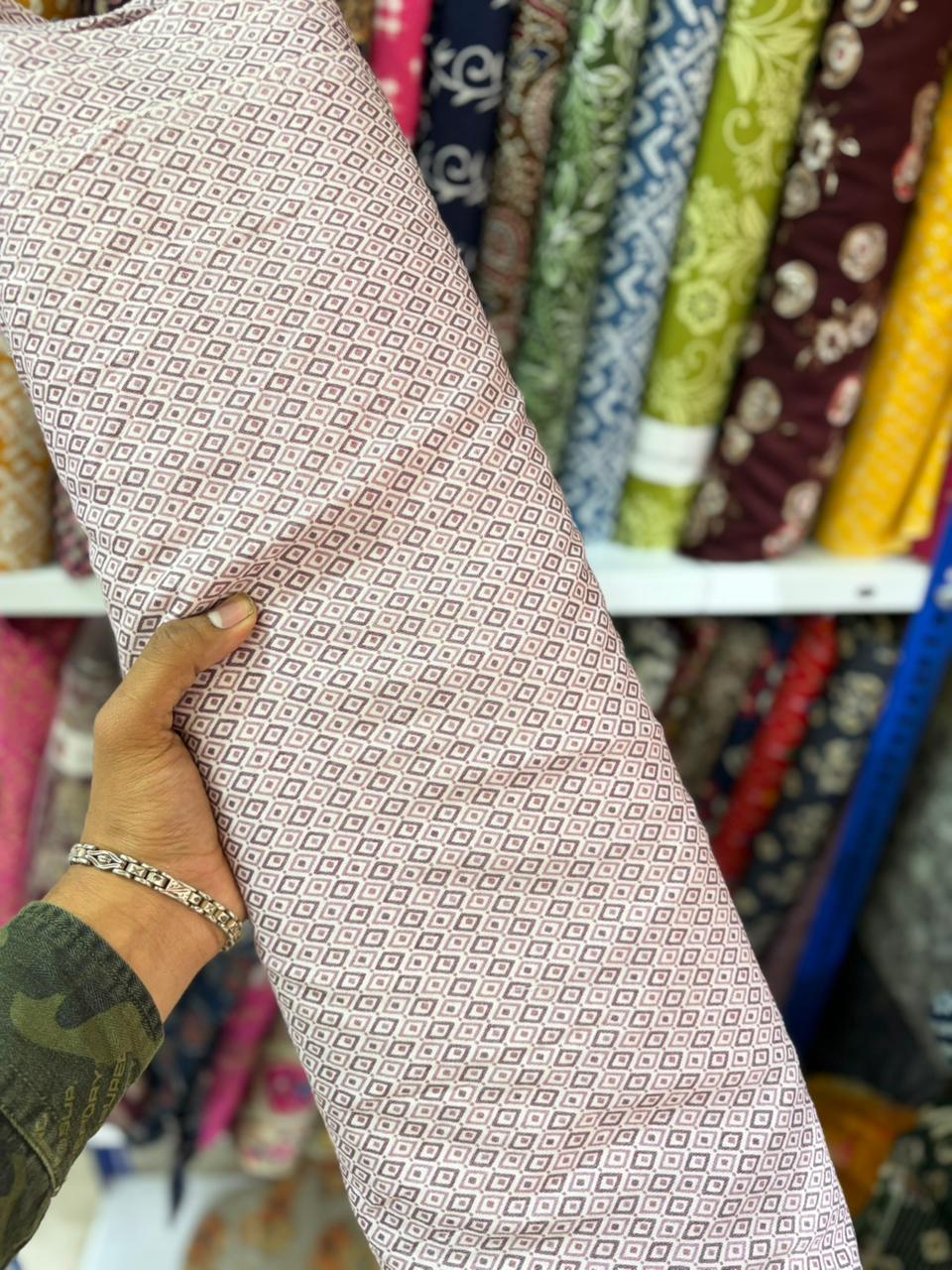 Pure 100% Cambric Cotton Printed Fabric – Soft & Elegant Ethnic Floral Design 44width