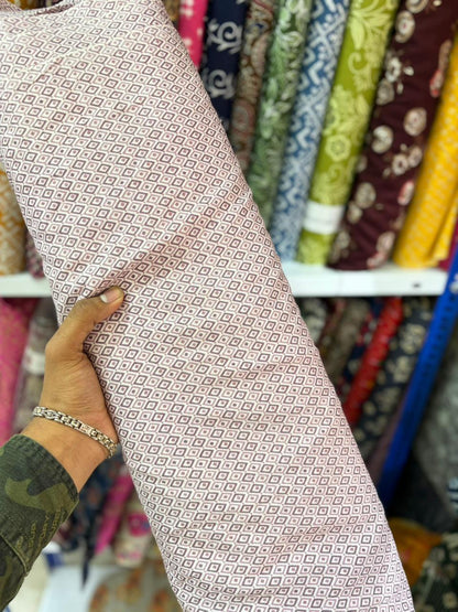 Pure 100% Cambric Cotton Printed Fabric – Soft & Elegant Ethnic Floral Design 44width