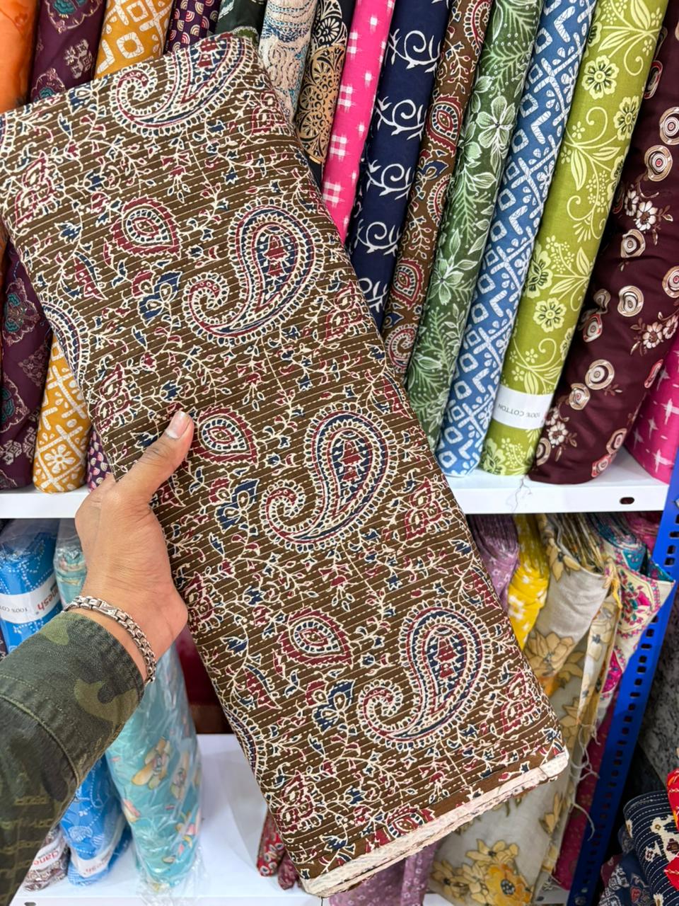 Pure 100% Cambric Cotton Printed Fabric – Soft & Elegant Ethnic Floral Design 44width Vol 2