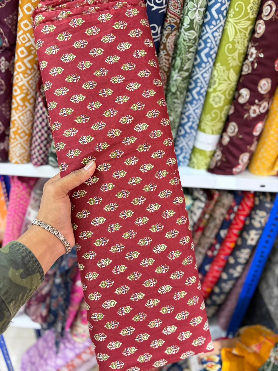 Pure 100% Cambric Cotton Printed Fabric – Soft & Elegant Ethnic Floral Design 44width Vol 2