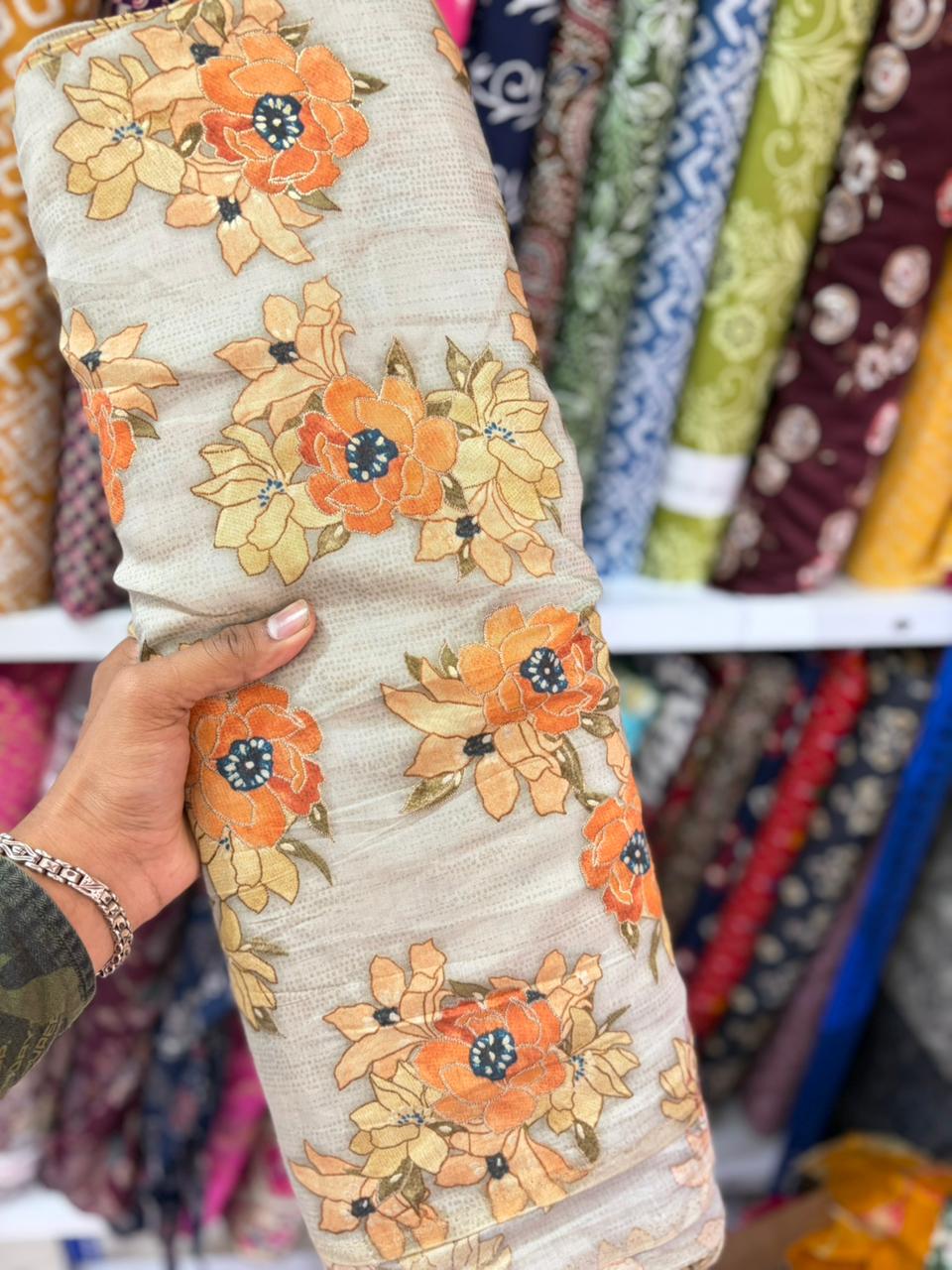 Pure 100% Cambric Cotton Printed Fabric – Soft & Elegant Ethnic Floral Design 44width Vol 2