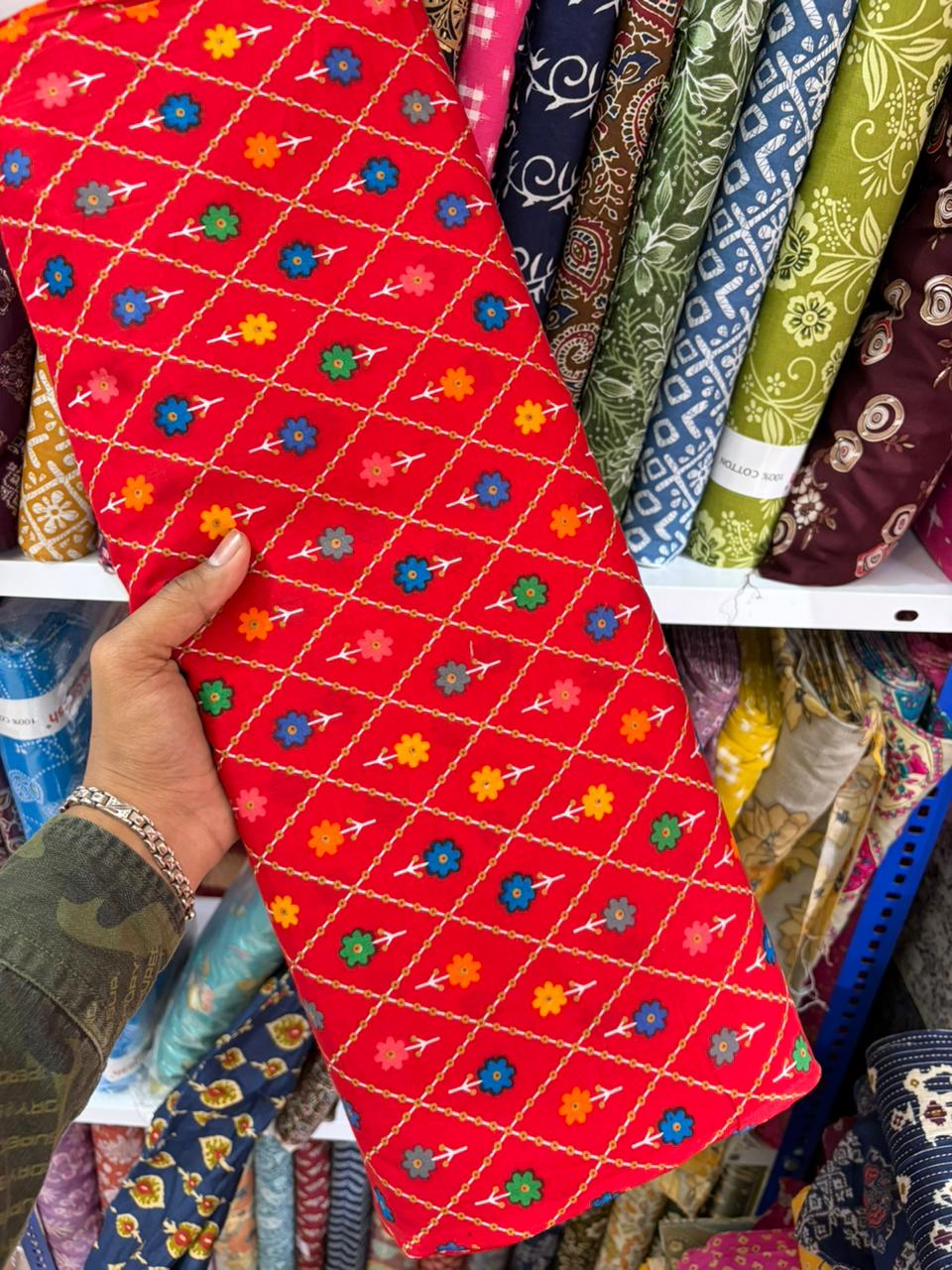 Pure 100% Cambric Cotton Printed Fabric – Soft & Elegant Ethnic Floral Design 44width Vol 2