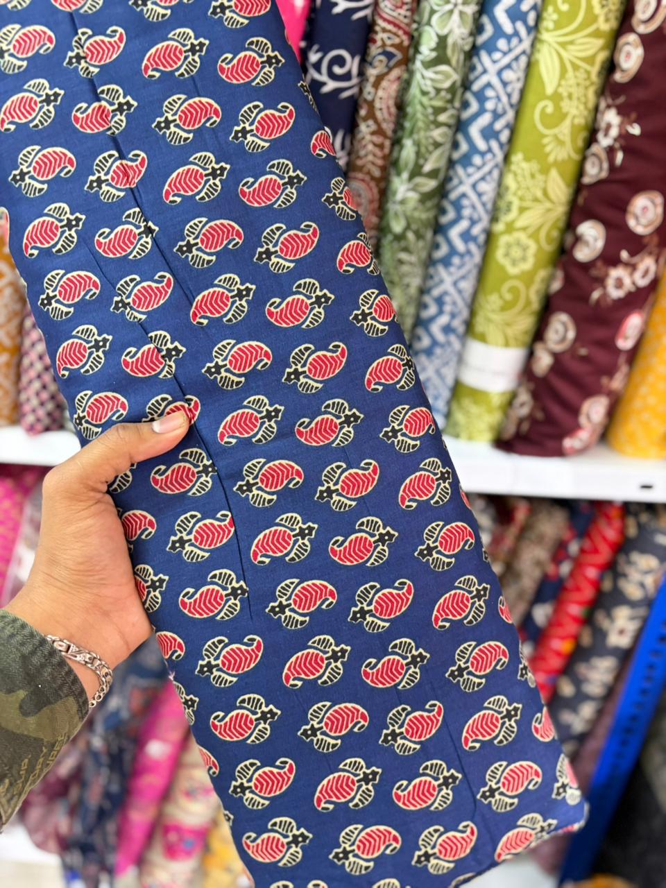 Pure 100% Cambric Cotton Printed Fabric – Soft & Elegant Ethnic Floral Design 44width Vol 2