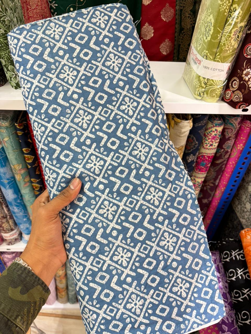 Pure 100% Cambric Cotton Printed Fabric – Soft & Elegant Ethnic Floral Design 44width Vol 2