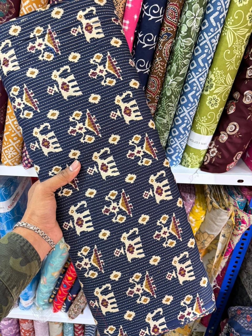 Pure 100% Cambric Cotton Printed Fabric – Soft & Elegant Ethnic Floral Design 44width Vol 2