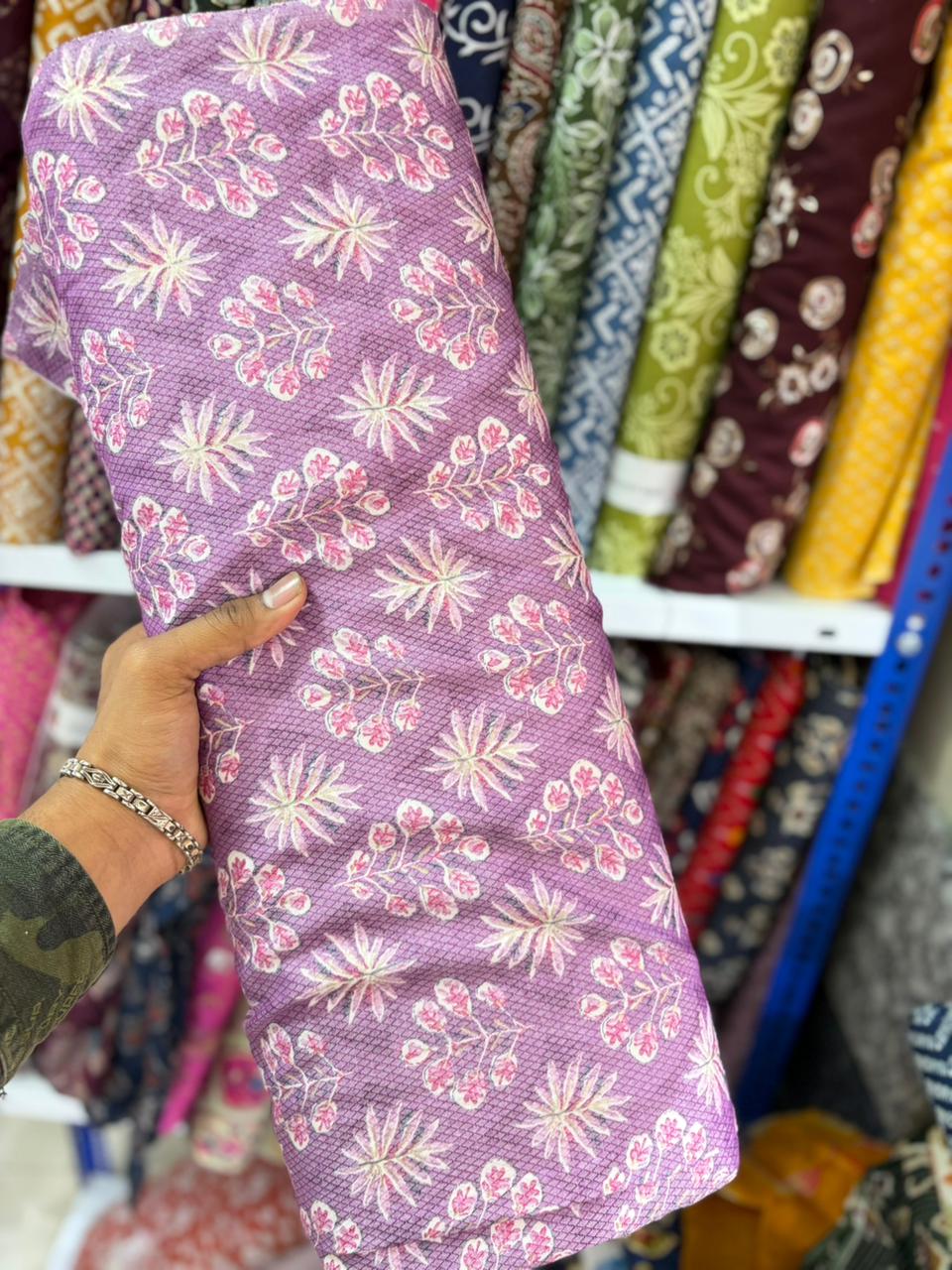 Pure 100% Cambric Cotton Printed Fabric – Soft & Elegant Ethnic Floral Design 44width Vol 2