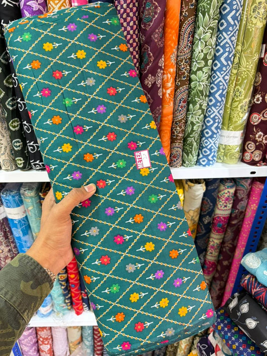 Pure 100% Cambric Cotton Printed Fabric – Soft & Elegant Ethnic Floral Design 44width