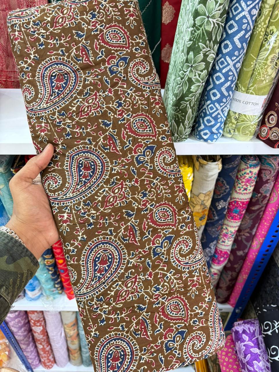 Pure 100% Cambric Cotton Printed Fabric – Soft & Elegant Ethnic Floral Design 44width Vol 2