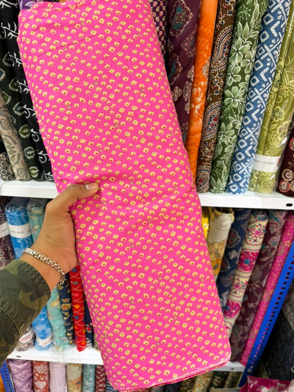 Pure 100% Cambric Cotton Printed Fabric – Soft & Elegant Ethnic Floral Design 44width