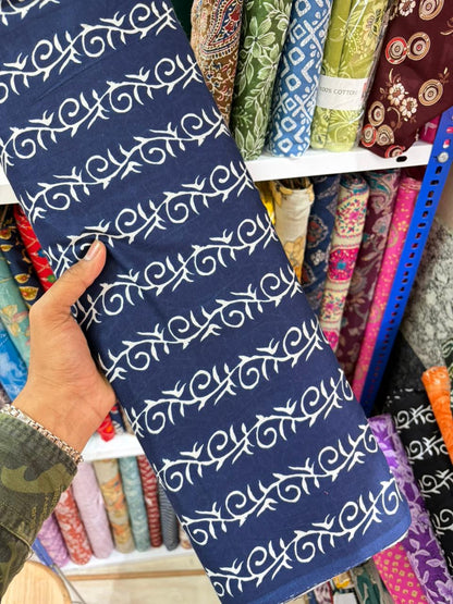 Pure 100% Cambric Cotton Printed Fabric – Soft & Elegant Ethnic Floral Design 44width