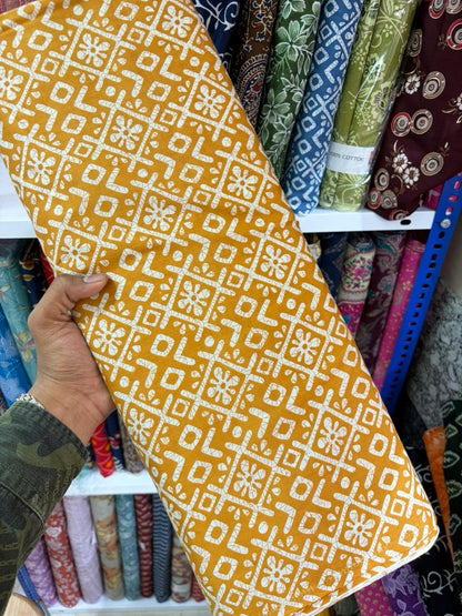 Pure 100% Cambric Cotton Printed Fabric – Soft & Elegant Ethnic Floral Design 44width